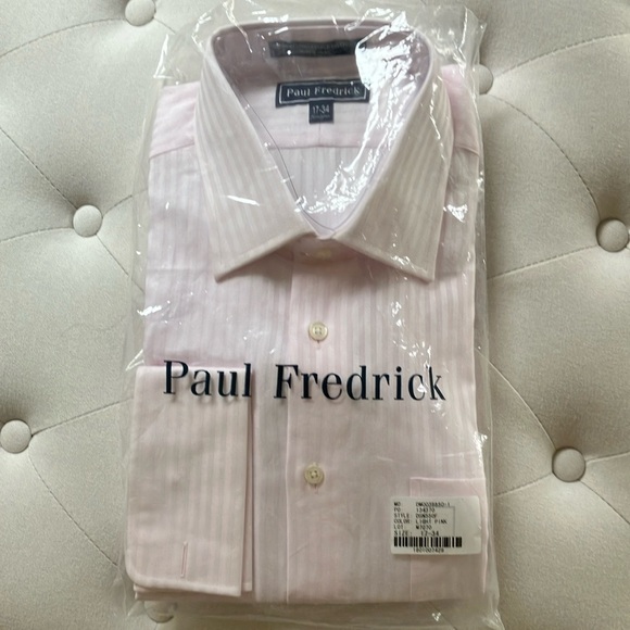 NWT Paul Fredrick Light Pink Dress Shirt with Textured Fabric - Picture 2 of 5